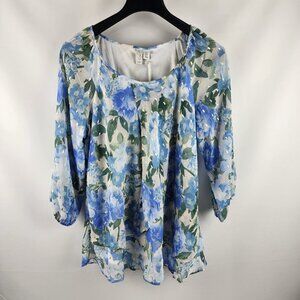 Joie Womens Blouse Womens 1X Multi Floral Print Lining 3/4 Sleeve NWT